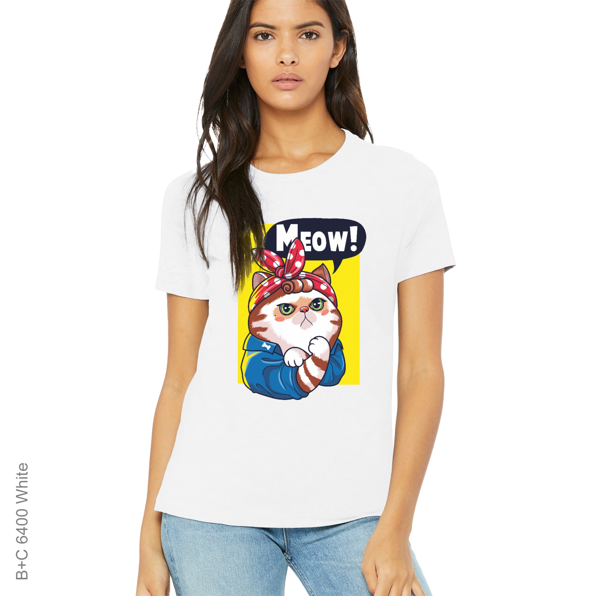 Meow White DTF Pressed Shirt