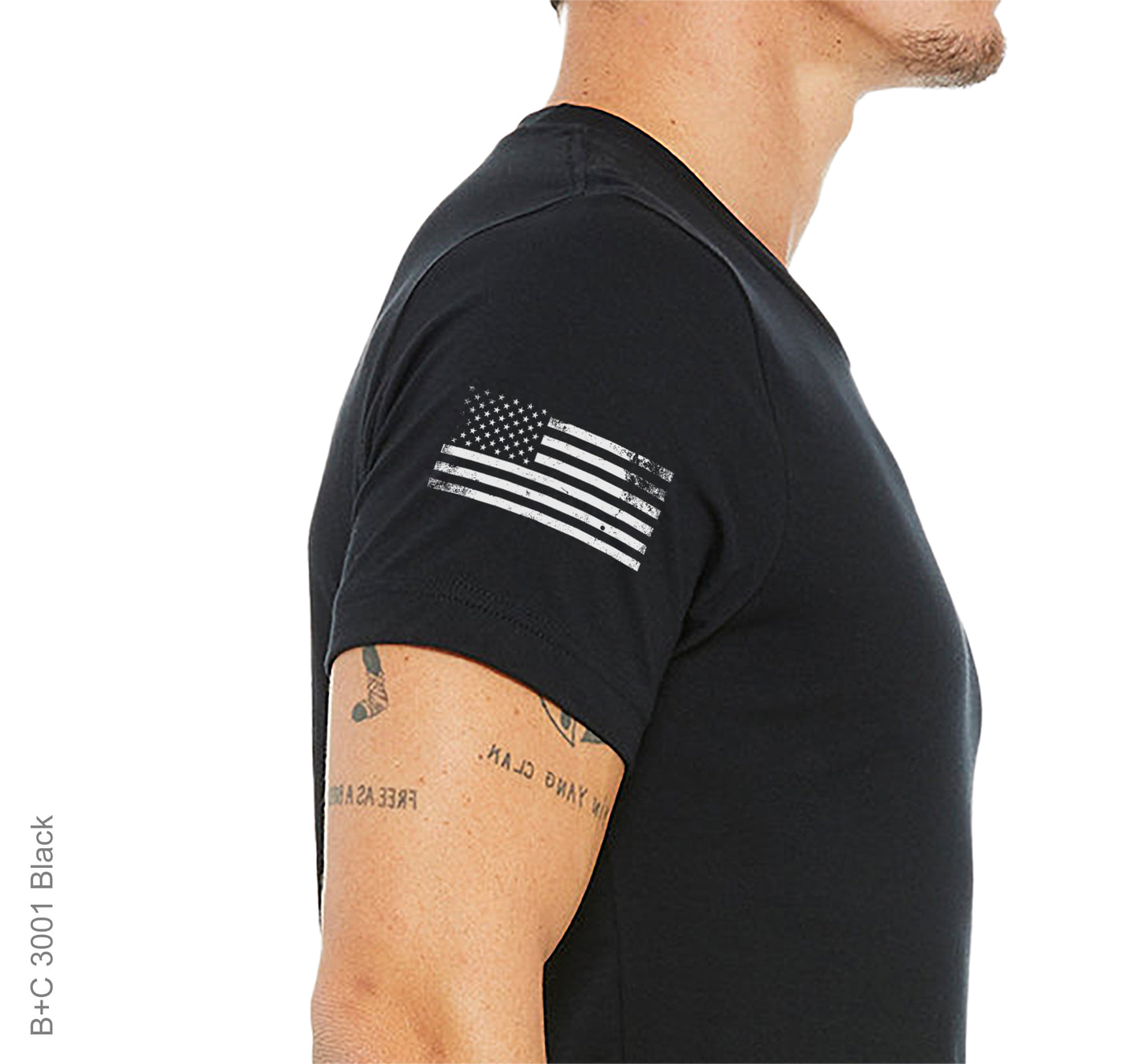 USA Black Grunge Flag DTF Pressed Shirt